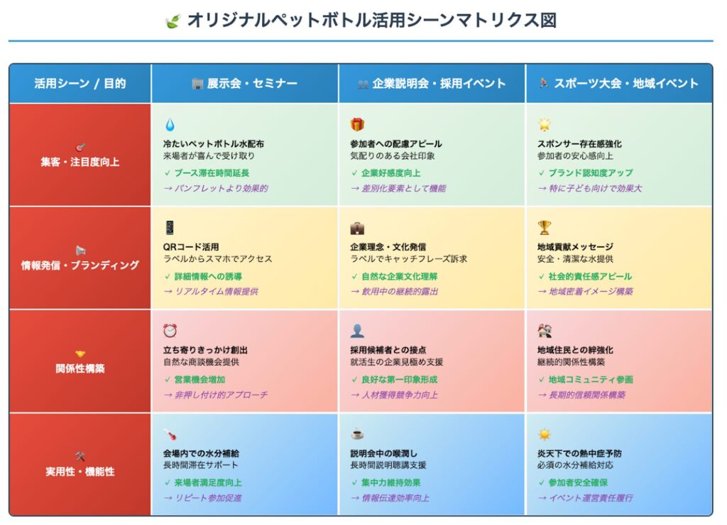展示会・企業説明会・イベントでの活用例マトリクス図