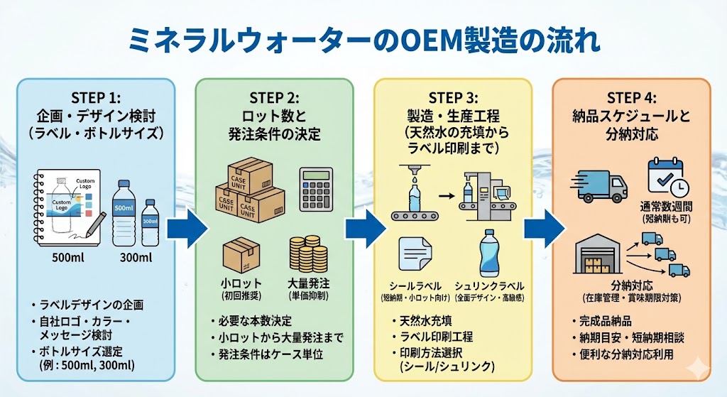 ミネラルウォーターのOEM製造の流れ