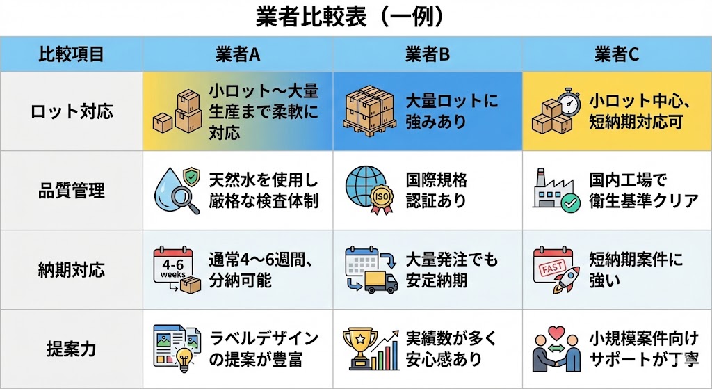 業者比較表（一例）