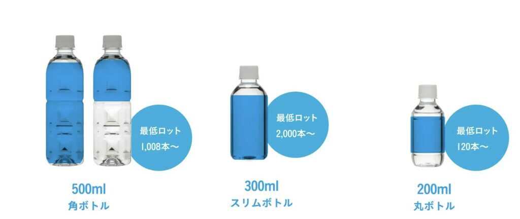 500ml 角ボトル(最小ロット:1,008本)
しっかりとした容量があり、屋外イベントや長時間の展示会などで重宝されるボトルです。実用性を重視した配布用途に向いています。
380ml メンズボディボトル(最小ロット:1,000本)
男性のシルエットをイメージした個性的な形状のボトルです。スポーツイベントやフィットネス関連のプロモーションなど、テーマ性のある場面で活用されています。
300ml ナイスボディボトル(最小ロット:1,000本)
女性のシルエットをモチーフにしたデザインで、ファッション・美容関連のイベントやキャンペーンに適しています。デザイン性を前面に出したノベルティとして選ばれています。
2L 角ボトル(最小ロット:2000本)
業務用途やOEM商品向けとして採用される大容量タイプです。ノベルティというより、ブランド商品や備蓄用途など、特定目的での利用が中心となります。